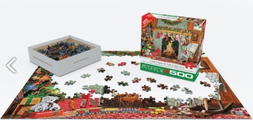 Preview: Eurographics Puzzle mit 500 Teilen Christmas by the Fireplace von Paul Normand