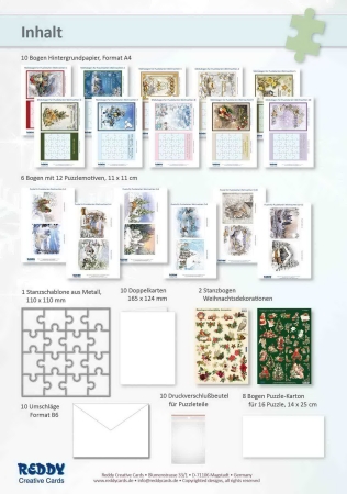 Preview: Reddy Cards Puzzlekarten Set Weihnachten