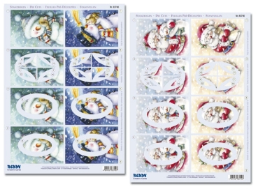 Reddy 3D Stanzbogenset für Pyramidenkarten "Schneemann und Weihnachtsmann"