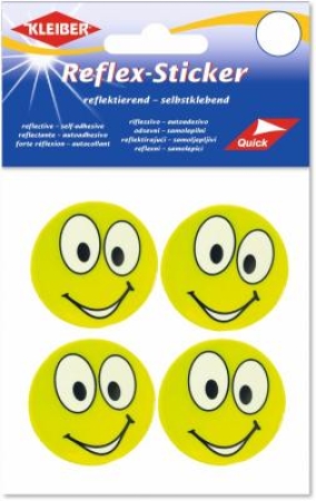 Reflex-Sticker 4 Smileys gelb