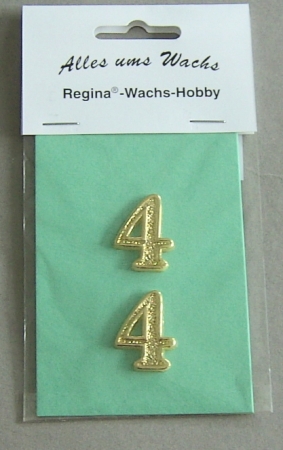 Wachs Zahl "4" glänzend, 25 mm gold