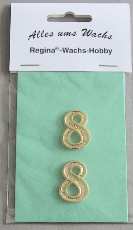 Wachs Zahl "8" glänzend, 25 mm gold