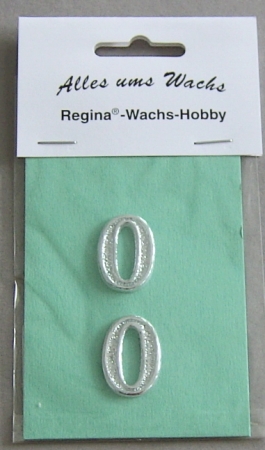 Wachs Zahl "0" glänzend, 25 mm silber