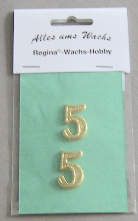 Wachs Zahl "5" glänzend, 25 mm gold