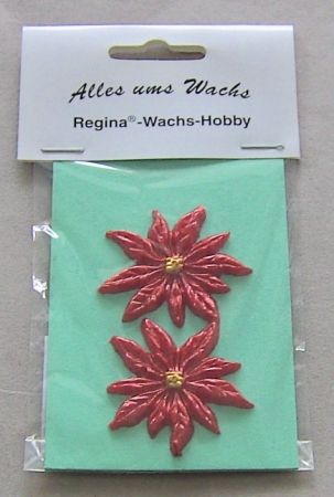 Regina Wachs 2 Weihnachtssterne metallrot und gold Blüte