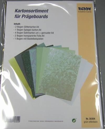 Kartonsortiment für Prägeboards grün elfenbein