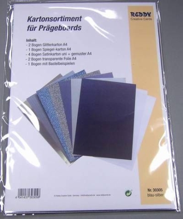 Kartonsortiment für Prägeboards blau silber