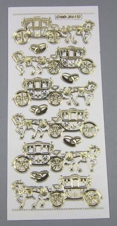 MD Sticker transparent gold Hochzeitskutsche