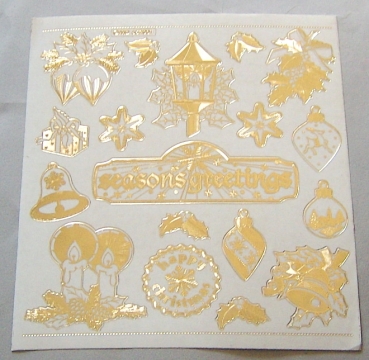 Stickerbogen Jumbo-Grösse transparent gold Weihnachten