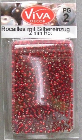 VIVA Rocailles Perlen mit Silbereinzug 2 mm 17 Gr rot