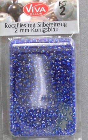 VIVA Rocailles Perlen mit Silbereinzug 2 mm 17 Gr königsblau