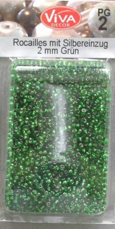 VIVA Rocailles Perlen mit Silbereinzug 2 mm 17 Gr grün