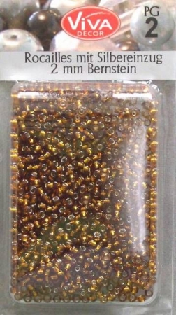VIVA Rocailles Perlen mit Silbereinzug 2 mm 17 Gr bernstein