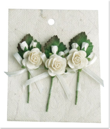 Reddy Cards Rosenbouquet mit Blatt und Schleife weiss