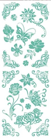 Reddy Cards Rubbel  Glitter-Transfer Blumen und Schmetterlinge 3, türkis