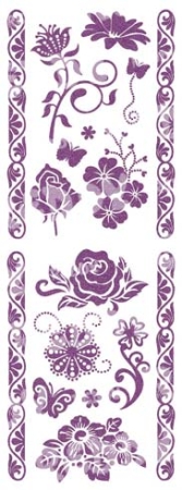 Reddy Cards Rubbel  Glitter-Transfer Blumen und Schmetterlinge 1, lila