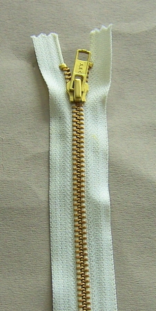YKK Jeansreißverschluss metall gold nicht teilbar 12 cm weiss