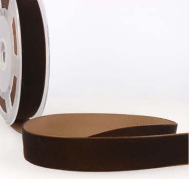 Samtband hochdicht 7 mm breit pro Meter marron foncé braun
