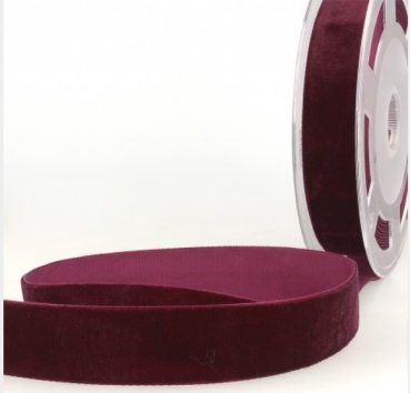 Samtband hochdicht 7 mm breit pro Meter bordeaux