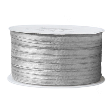 Doppelsatinband pro Meter 3 mm breit silbergrau