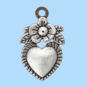 TRENDY Schmuckanhänger Herz mit Blume