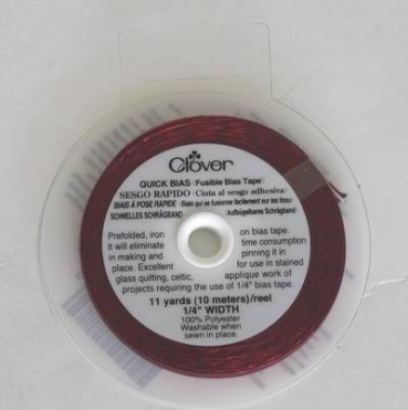 CLOVER Aufbügelbares / Schnelles Schrägband 6 mm rot metall