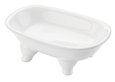Soapyfun Seifenschale mit Füßen 14 x 9 x 4,5 cm weiss glänzend