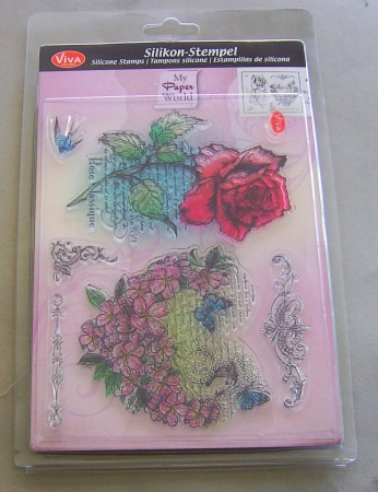 VIVA Decor Transparente Silikon-Stempel Blumenherz & Rose
