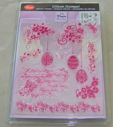 VIVA Decor Transparente Silikon-Stempel "Ostereier und Bordüren"
