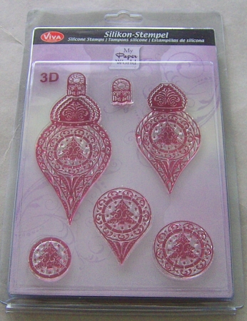 VIVA Decor Transparente 3D Silikon-Stempel "3D Weihnachtskugel Tannenbaum"