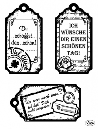 VIVA Decor Transparente Silikon-Stempel Glückwunsch-Tags I