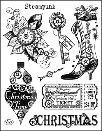VIVA Decor Transparente Silikon-Stempel Steampunk Christmas