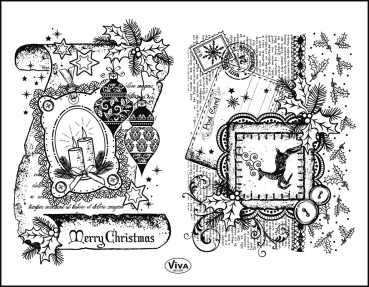 VIVA Decor Transparente Silikon-Stempel Schriftrolle Merry Christmas
