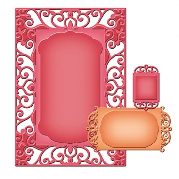 Spellbinder Metallschablone Nestabilities Card Creator A2 Exquisite Labels Eleven