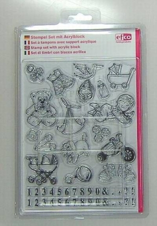 Stempel-Set mit Acrylblock 14 x 18 cm Geburt