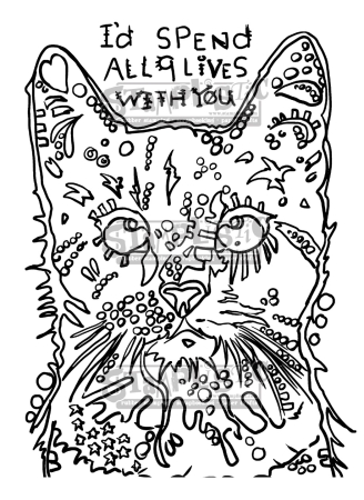 Preview: Stamplistic Ablösbarer Stempel Cushion Rubber Cling Stamp 9 Lives
