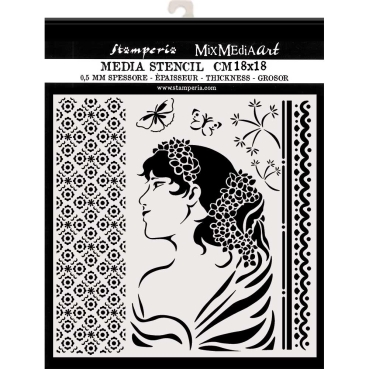 Preview: Stamperia Thick Stencil 18 x 18 Lady