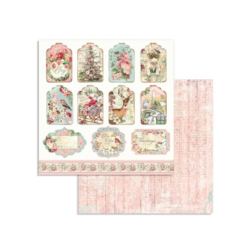 Preview: Stamperia 8 x 8 inch Paper Pack / Papiere Pink Christmas