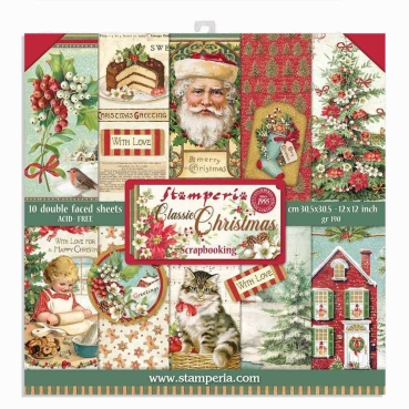 Stamperia 12 x 12 inch Paper Pack / Papiere Classic Christmas