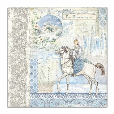 Preview: Stamperia Doppelseitiges Papier Winter Tales Horse