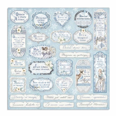 Preview: Stamperia Doppelseitiges Papier Winter Tales Tags and Frames