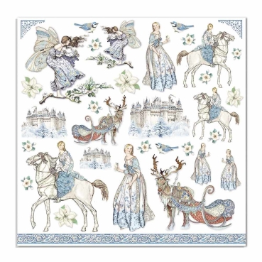 Preview: Stamperia Doppelseitiges Papier Winter Tales Tags and Frames