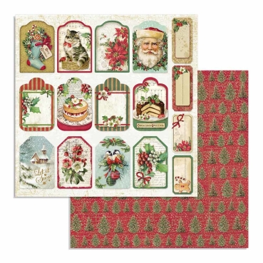 Stamperia Doppelseitiges Papier Classic Christmas Tag