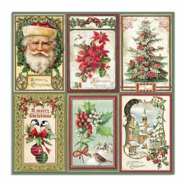 Preview: Stamperia Doppelseitiges Papier Classic Christmas Cards