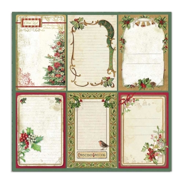 Preview: Stamperia Doppelseitiges Papier Classic Christmas Cards