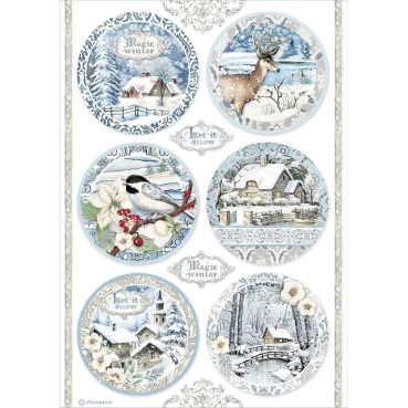 Stamperia A4 Rice Paper Reispapier packed Round Landscapes