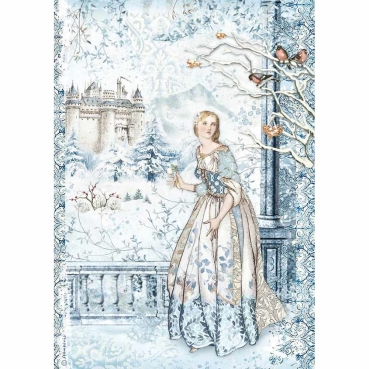 Stamperia A4 Rice Paper Reispapier packed Fairy in the Snow