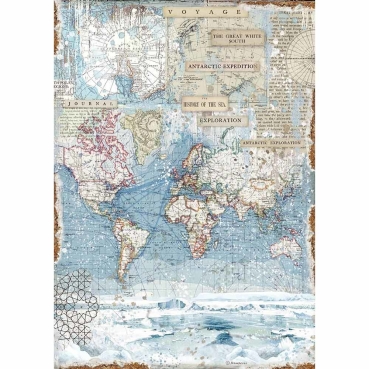 Stamperia A3 Rice Paper Reispapier packed Antarctic exploration