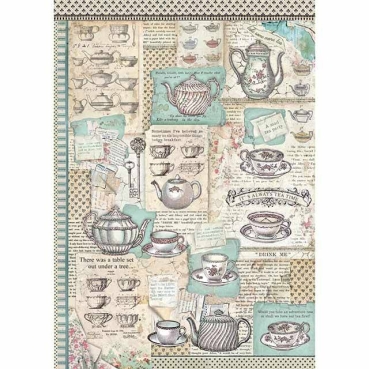 Stamperia A3 Rice Paper Reispapier packed Tea Time