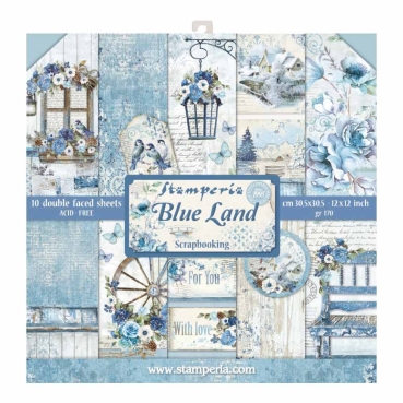 Stamperia 12 x 12 inch Paper Pack / Papiere Blue Land